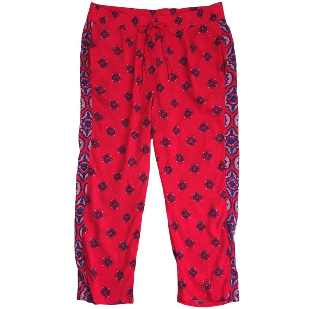 High Waist/Rise Yogi/Lounge/Boho Pants sz 16-18 - Red / Navy